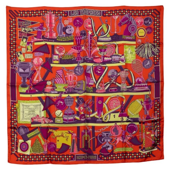HERMES Authentic Orange Silk Scarf